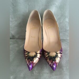 Mint CHRISTIAN LOUBOUTIN 100mm Pigalle Follies Purple White Heels Pumps 37.5